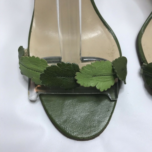 Manolo Blahnik Heel Sandals Green Leaf Wreath - Picture 2 of 10